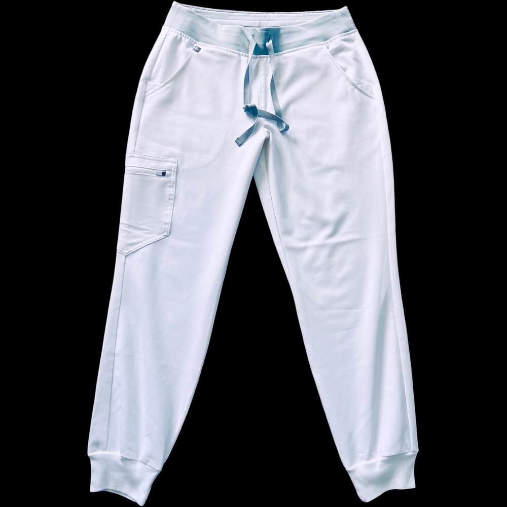 NWOT Figs White and Gray Zamora Jogger Scrub Pants Size Small Petite S/P